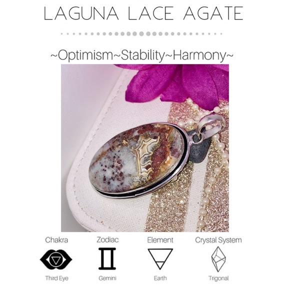 Laguna Lace Agate Gemstone Handmade Pendant Necklace - Picture 2 of 6